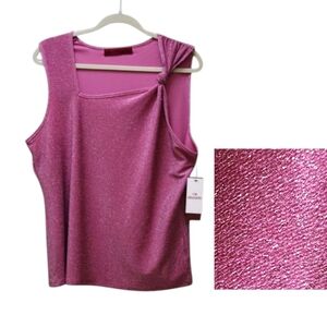 NWT BLOOMINGDALE’S LOVE SCARLETTE Pink With Silver Threading Top Size XL